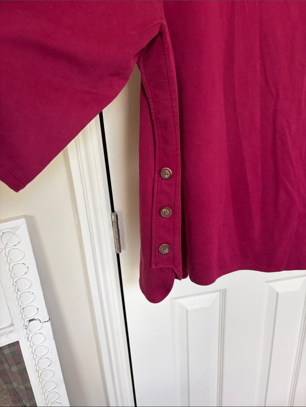 Chico's Raspberry-Red Side-Button Boatneck Tunic - Picture 4 of 4